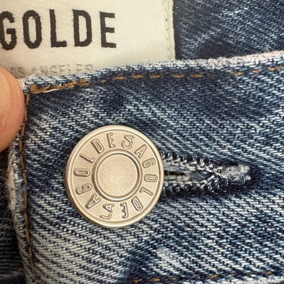 AGOLDE Distressed High Rise Cut Off Women's Blue Cotton Denim Shorts size 30 NWT - Picture 4 of 8